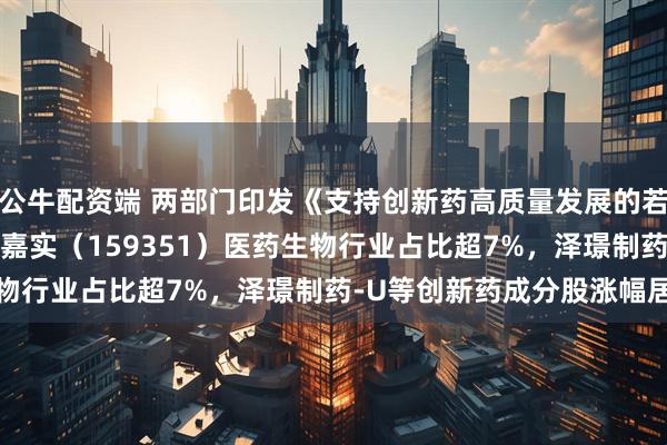 公牛配资端 两部门印发《支持创新药高质量发展的若干措施》，A500ETF嘉实（159351）医药生物行业占比超7%，泽璟制药-U等创新药成分股涨幅居前