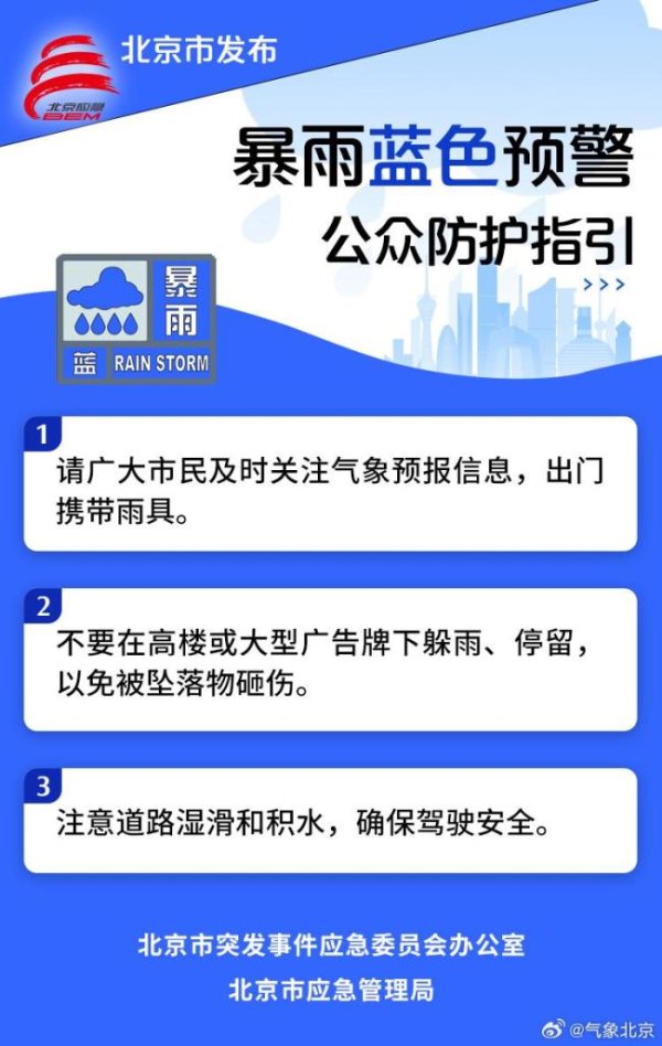 广州华鑫 注意防范！北京市气象台发布暴雨蓝色预警 强降水来袭